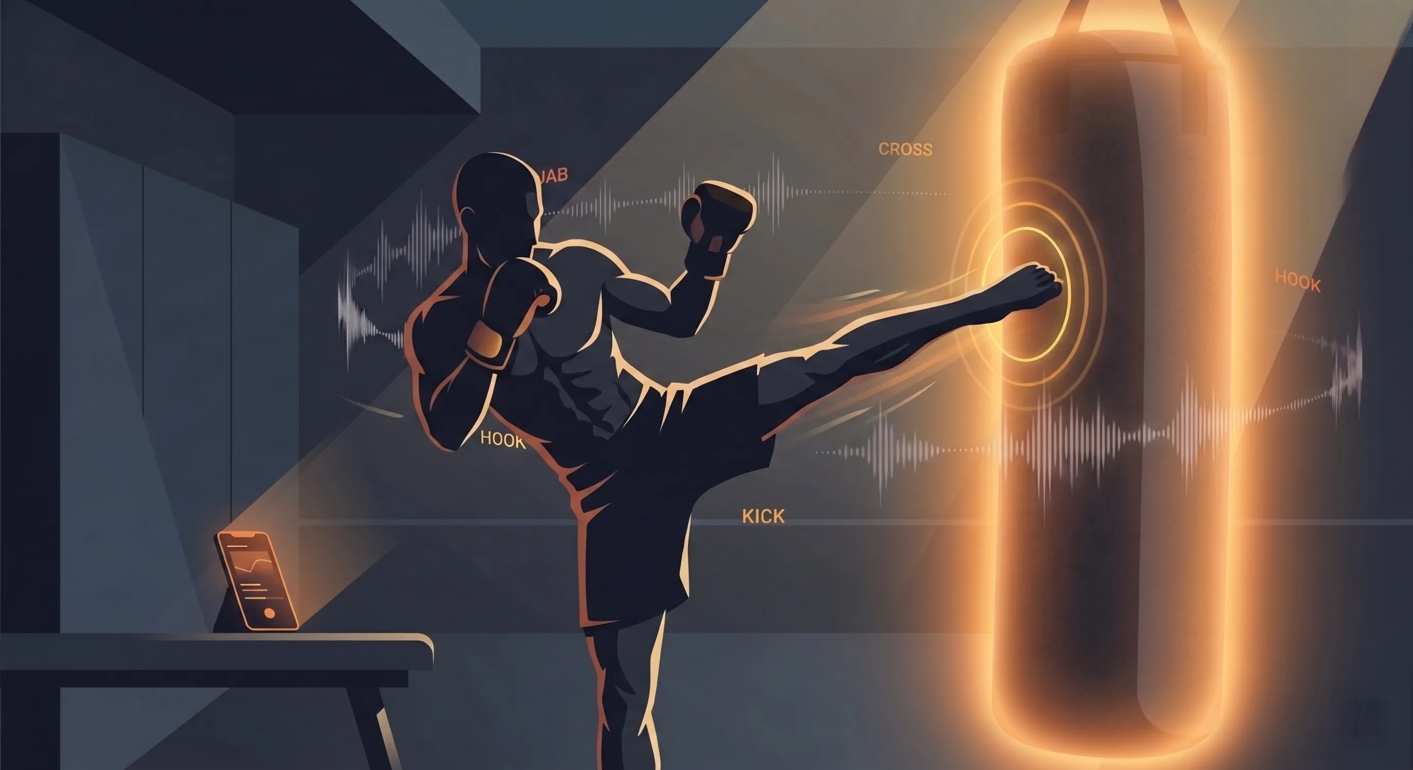Kickboxing training hero artwork for Punchy voice cues